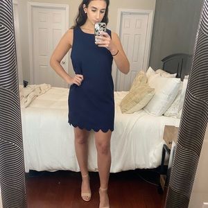 Navy scallop hem dress